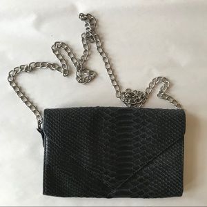 Black Faux Alligator Clutch